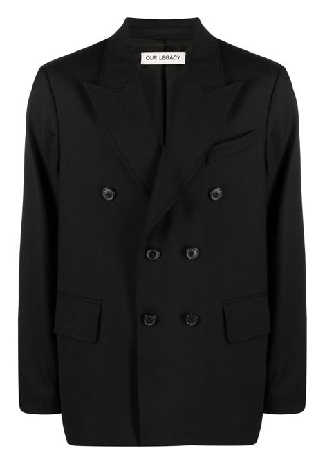 Black Unconstructed double-breasted blazer - men